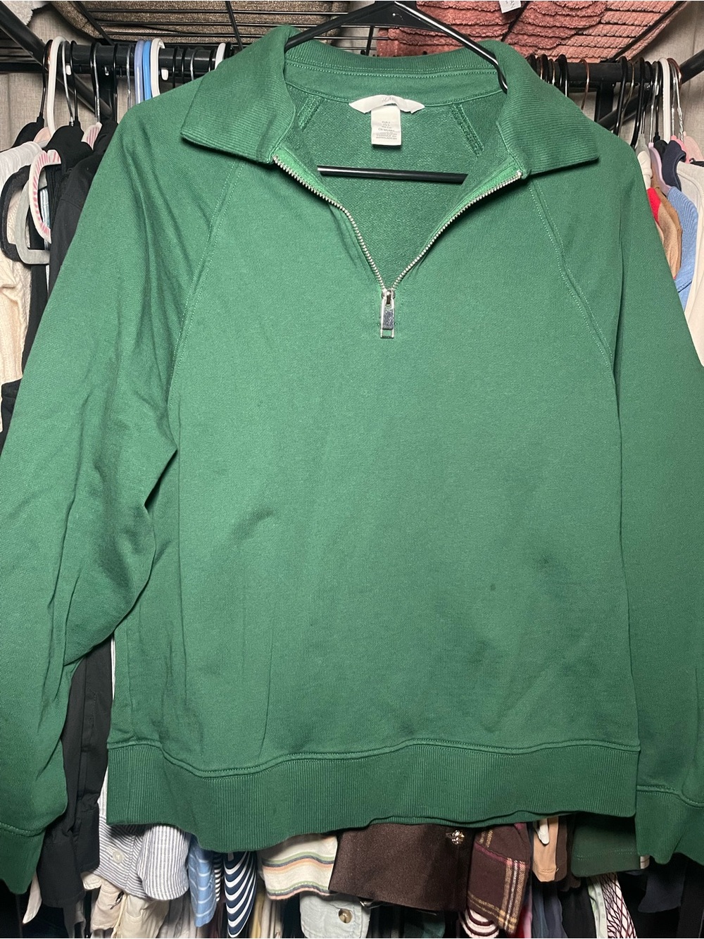 H&M Green Half Zip Collared Sweatshirt Size S